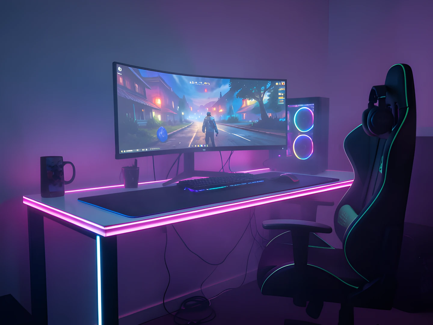 Neon Gaming Scene