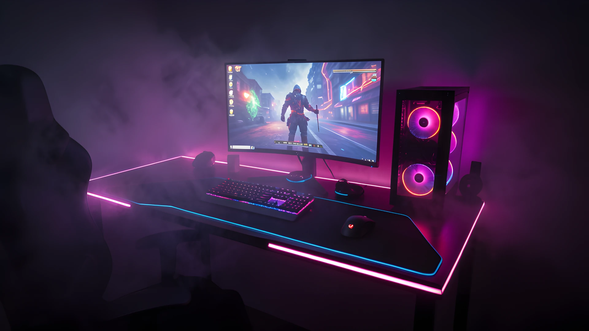 Misty Cityscape Neon