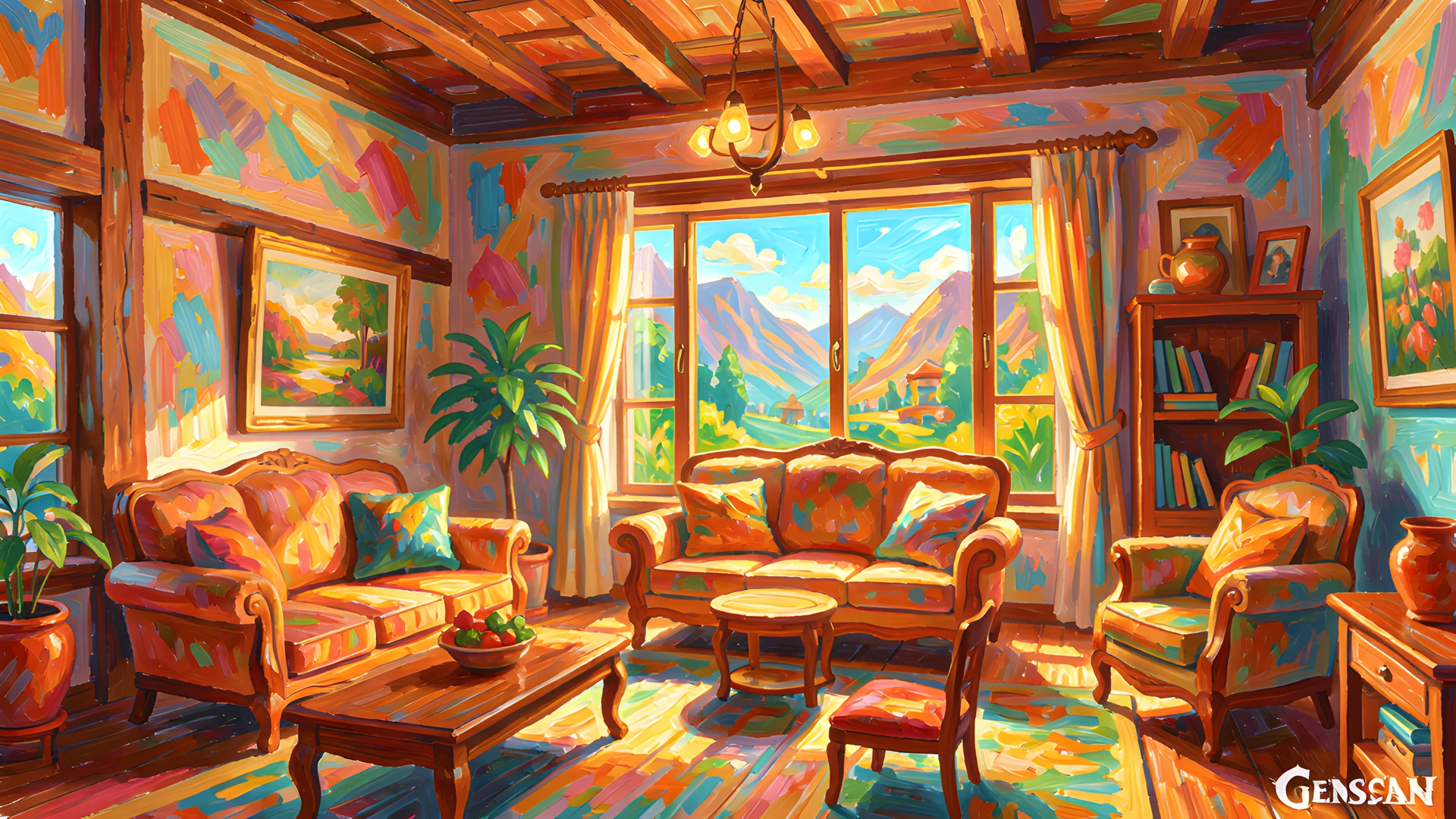 Impressionist Genshin Scene