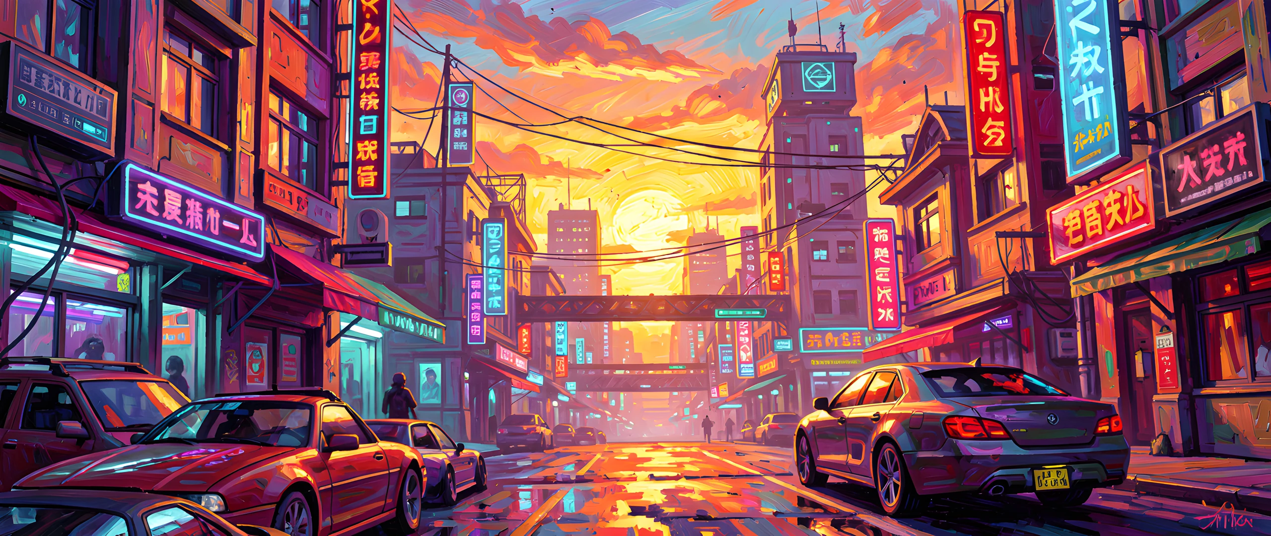 Neon Brush Strokes