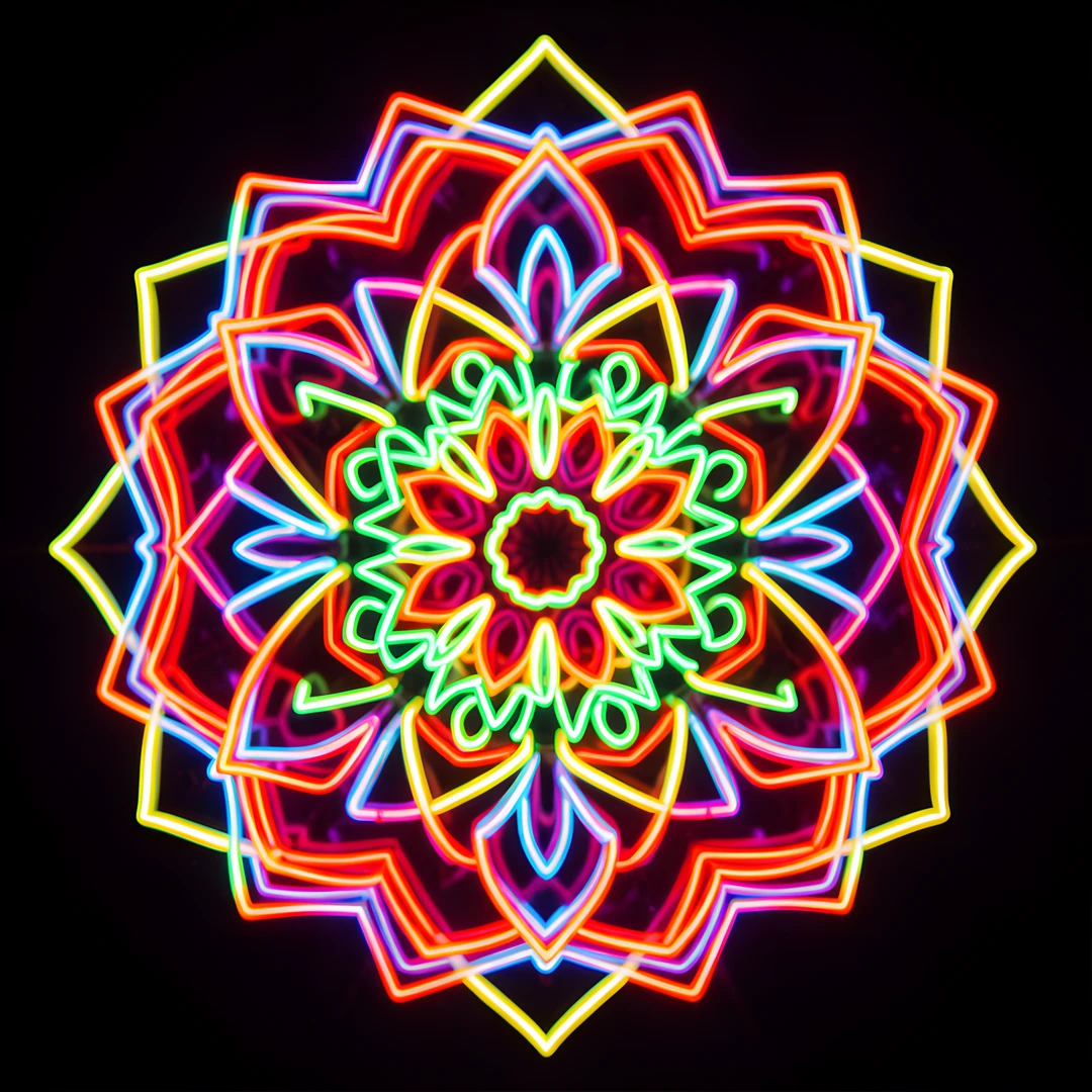 Neon Mandala Bloom