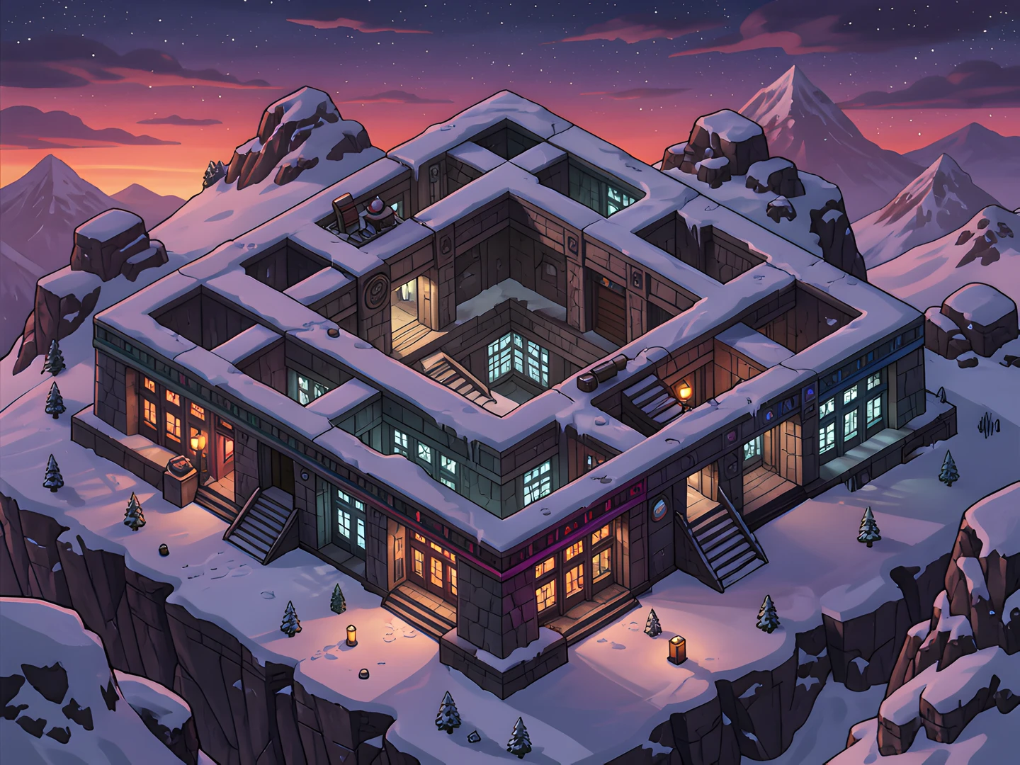 Isometric Sunset Grid