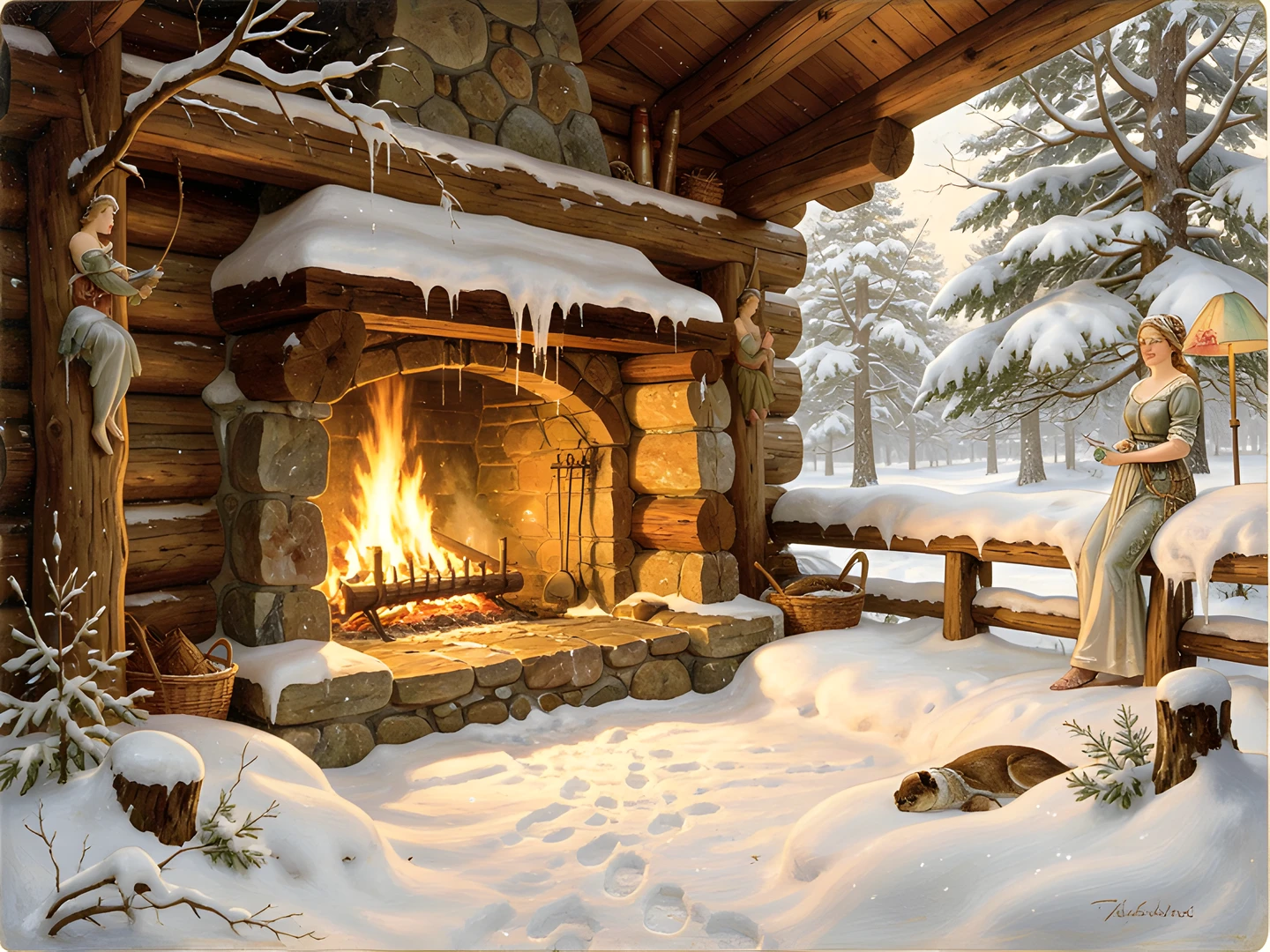 Snowy Tuscan Village