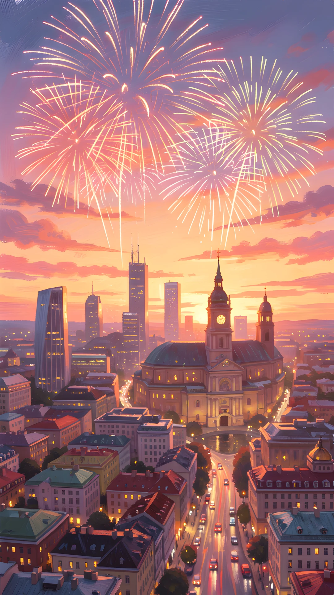 Impressionist Fireworks Sky
