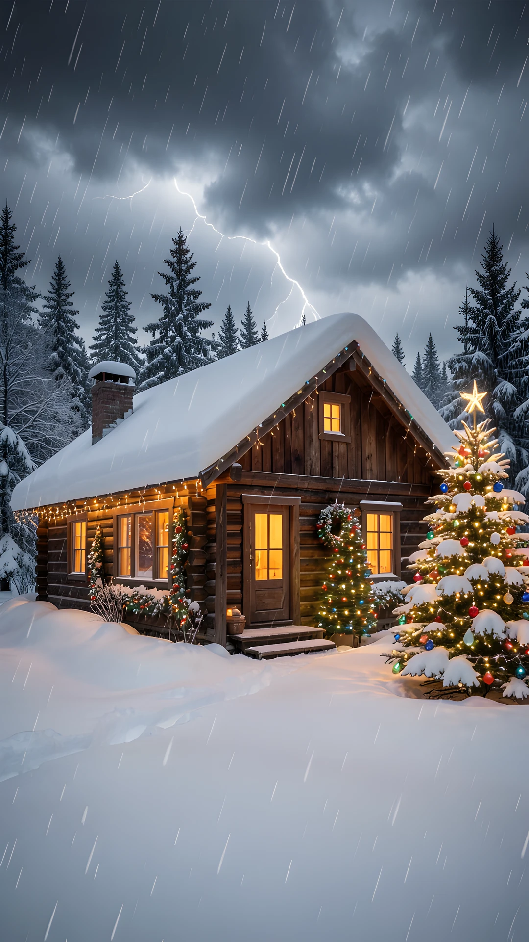 Snowy Cabin Scene