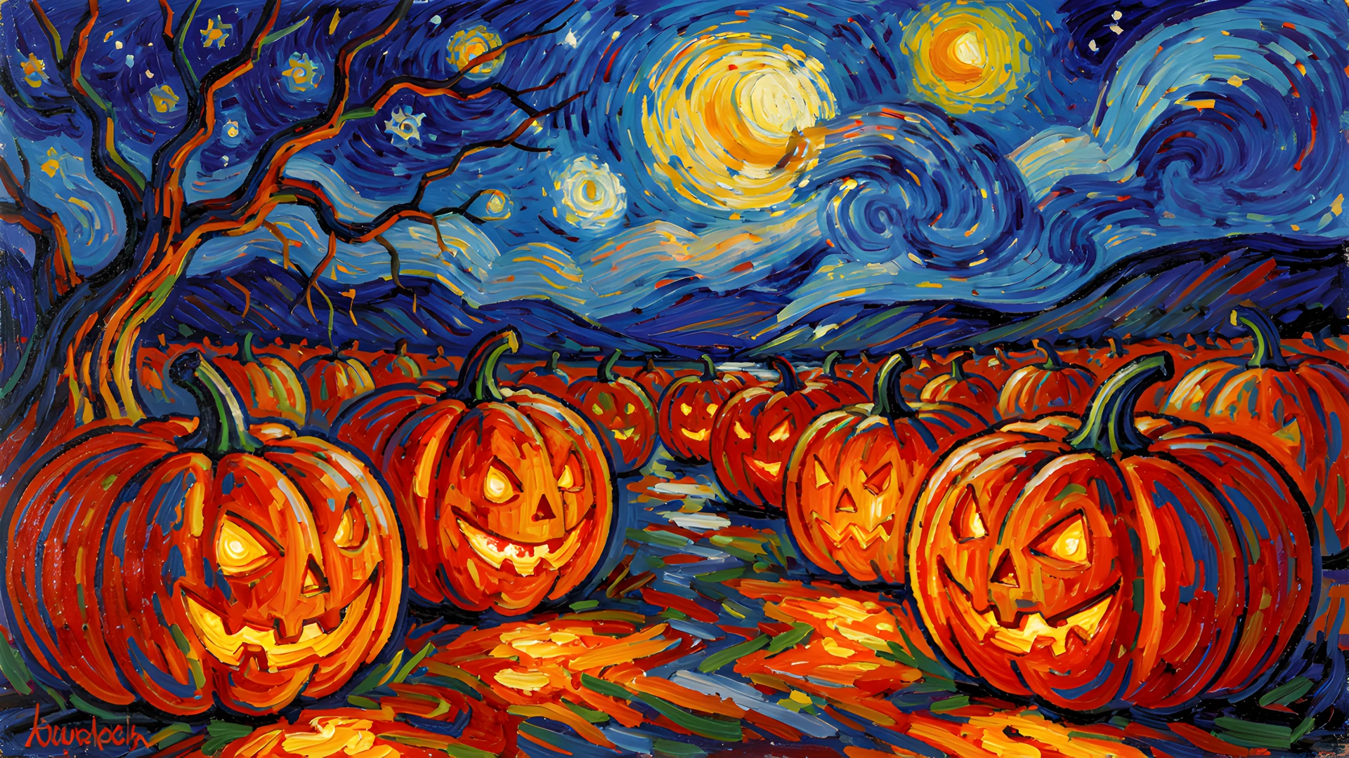 Impressionist Pumpkin Night