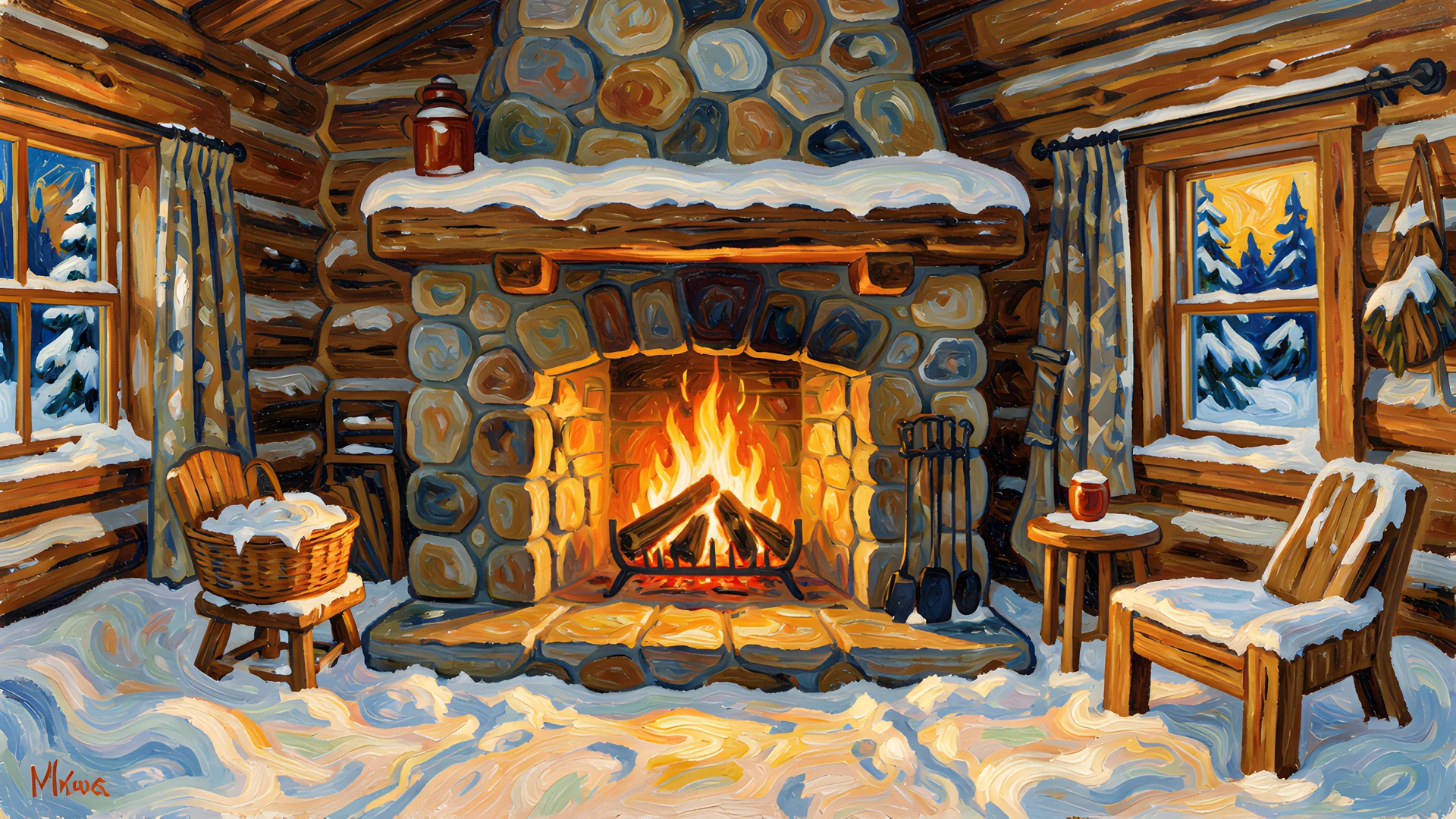 Snowy Night Scene