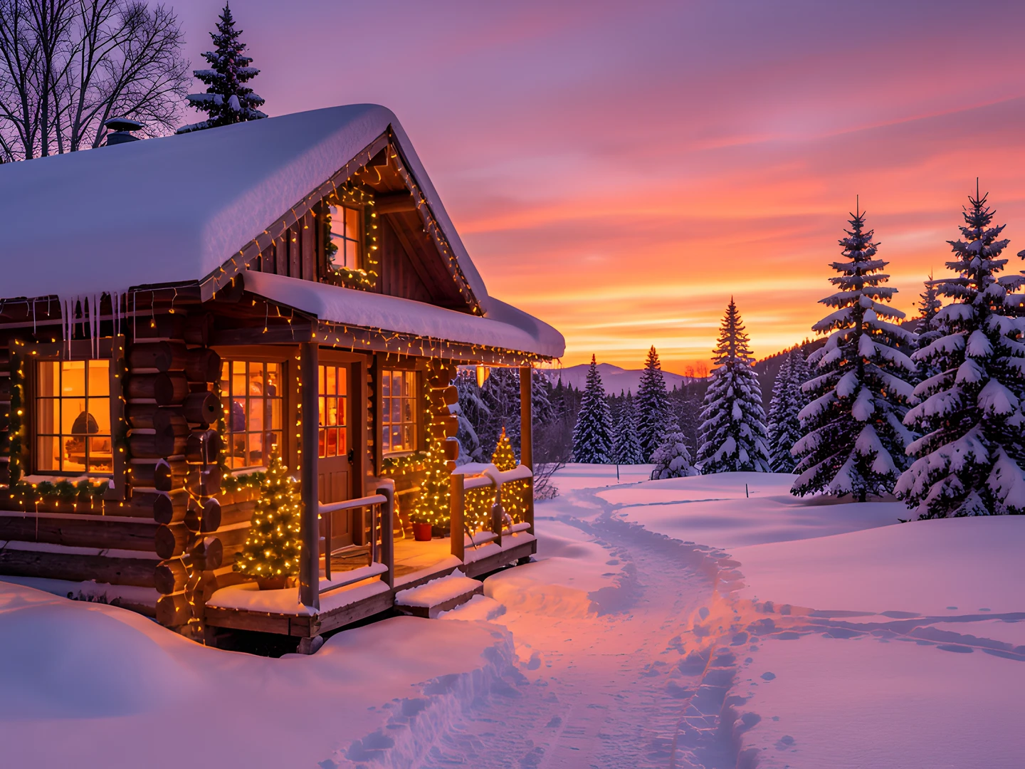 Winter Cabin Scene