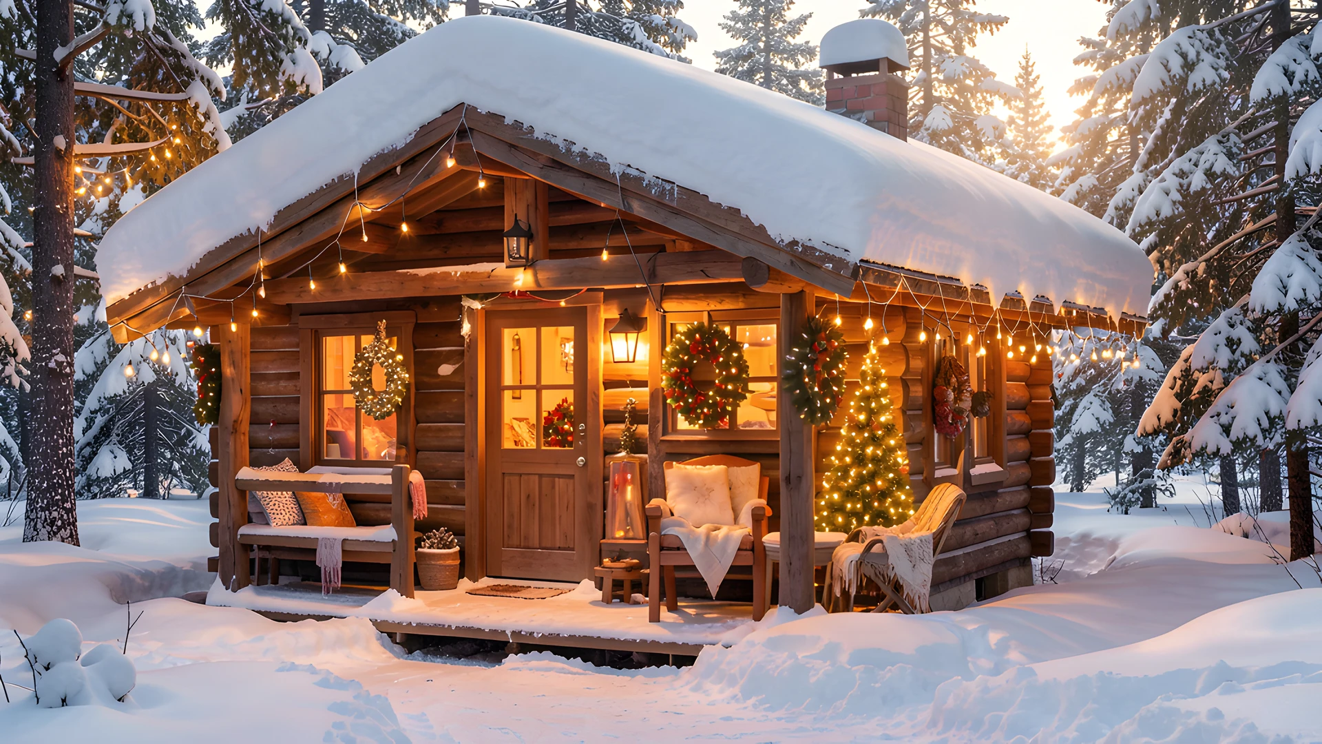 Winter Cabin Scene