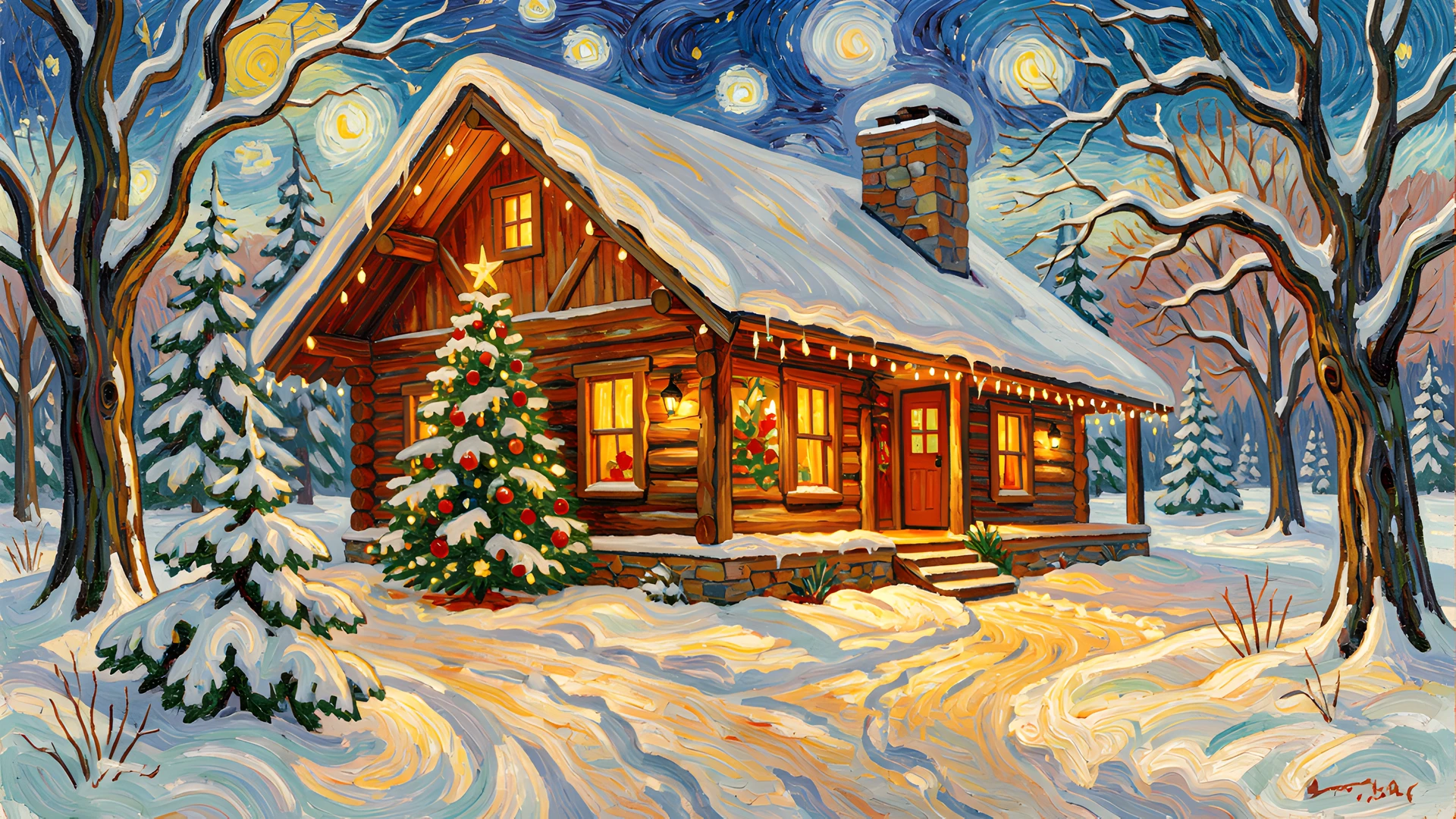 Winter Village Scene