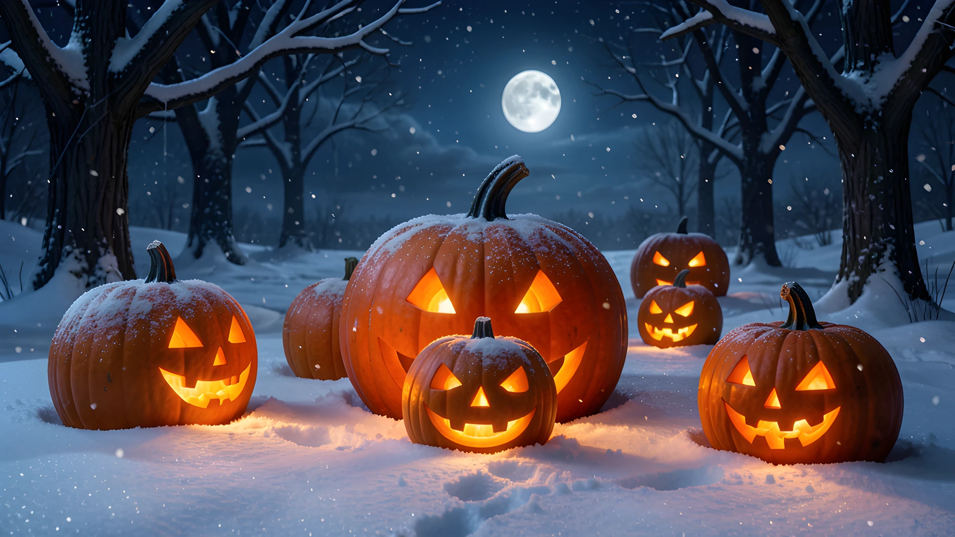 Pumpkin Snow Scene