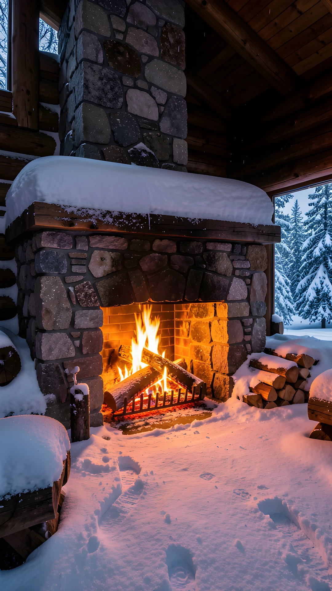 Winter Cabin Scene