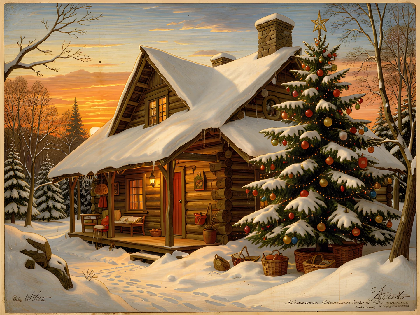 Winter Village Scene