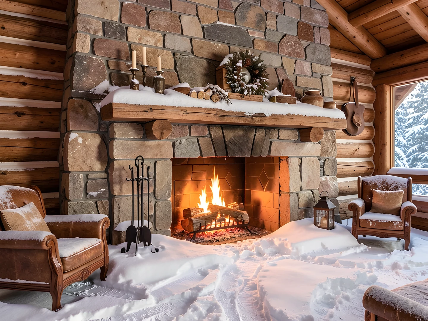 Snowy Mountain Scene