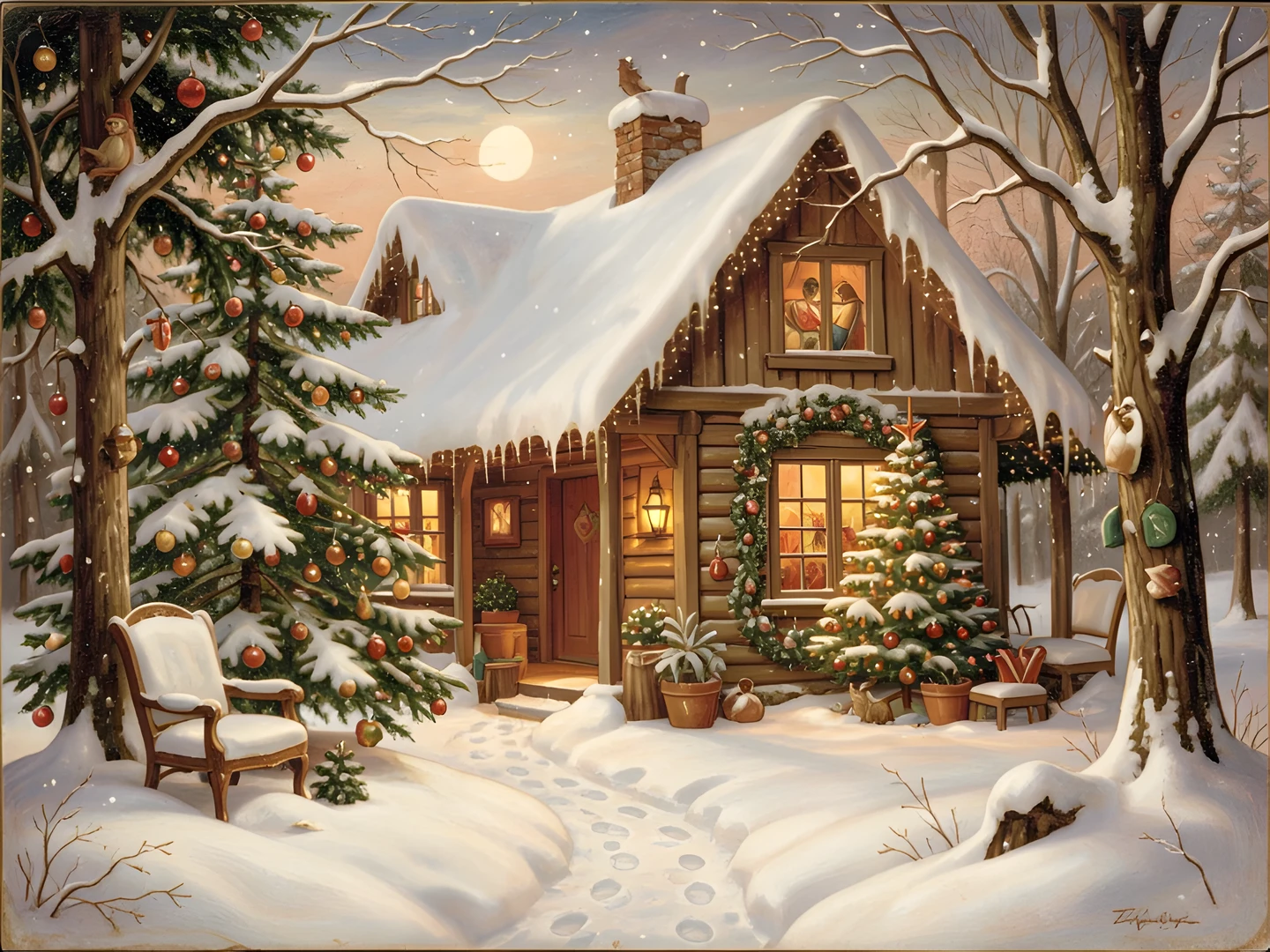 Snowy Tuscan Cabin