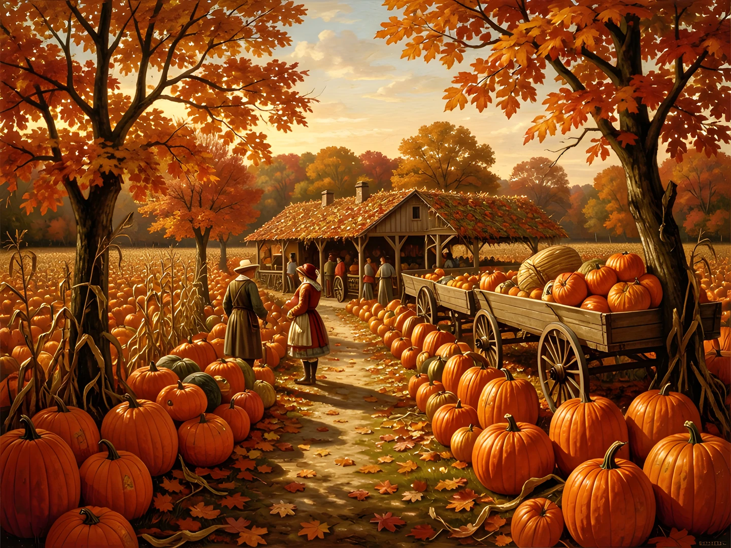 Harvest Pumpkin Scene