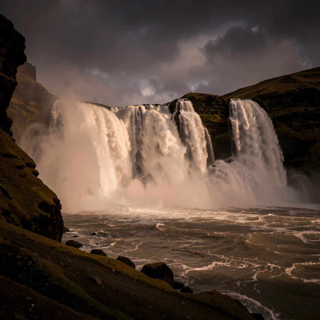 Stormy Waterfall Scene