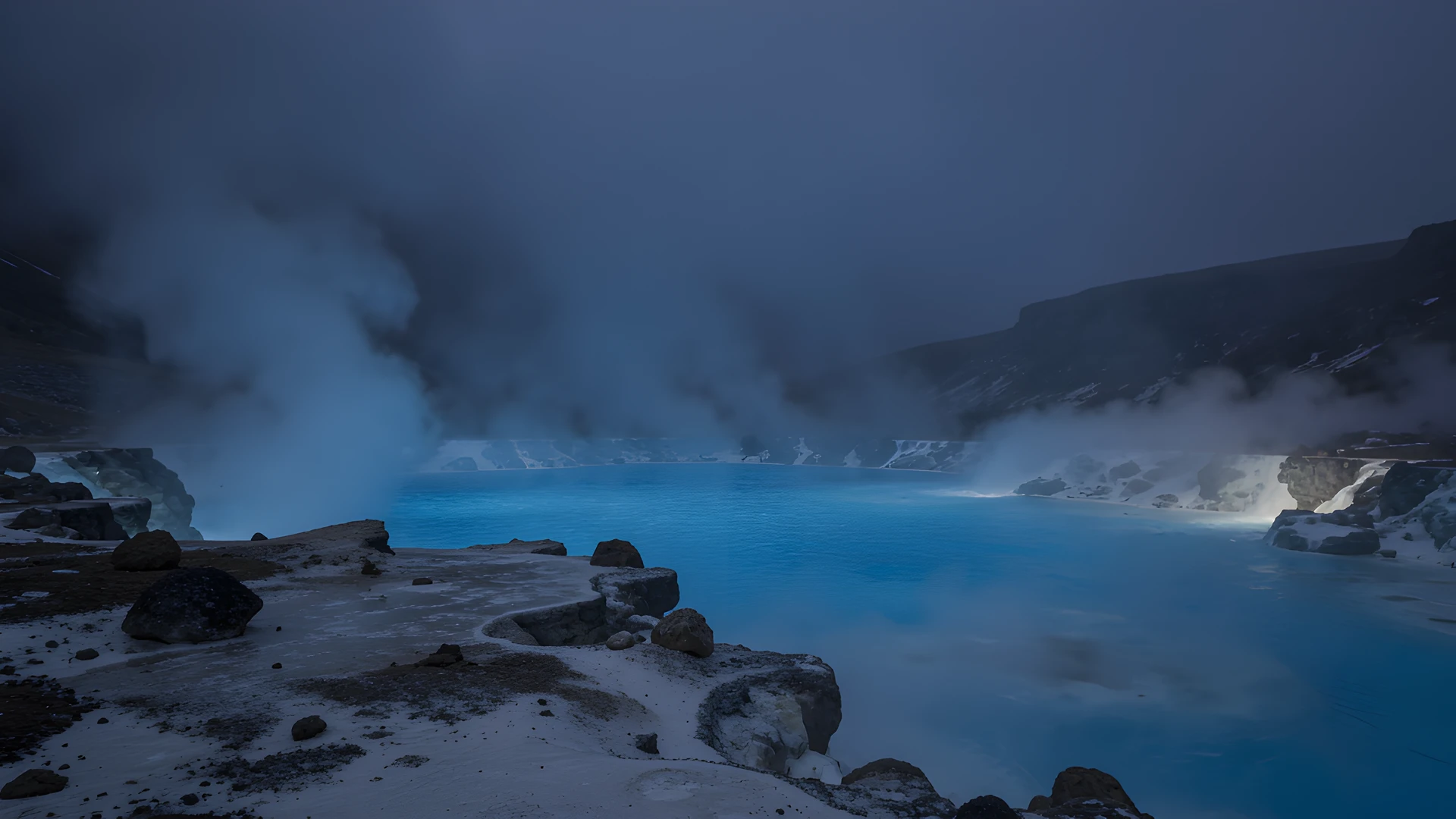 Misty Geothermal Lake