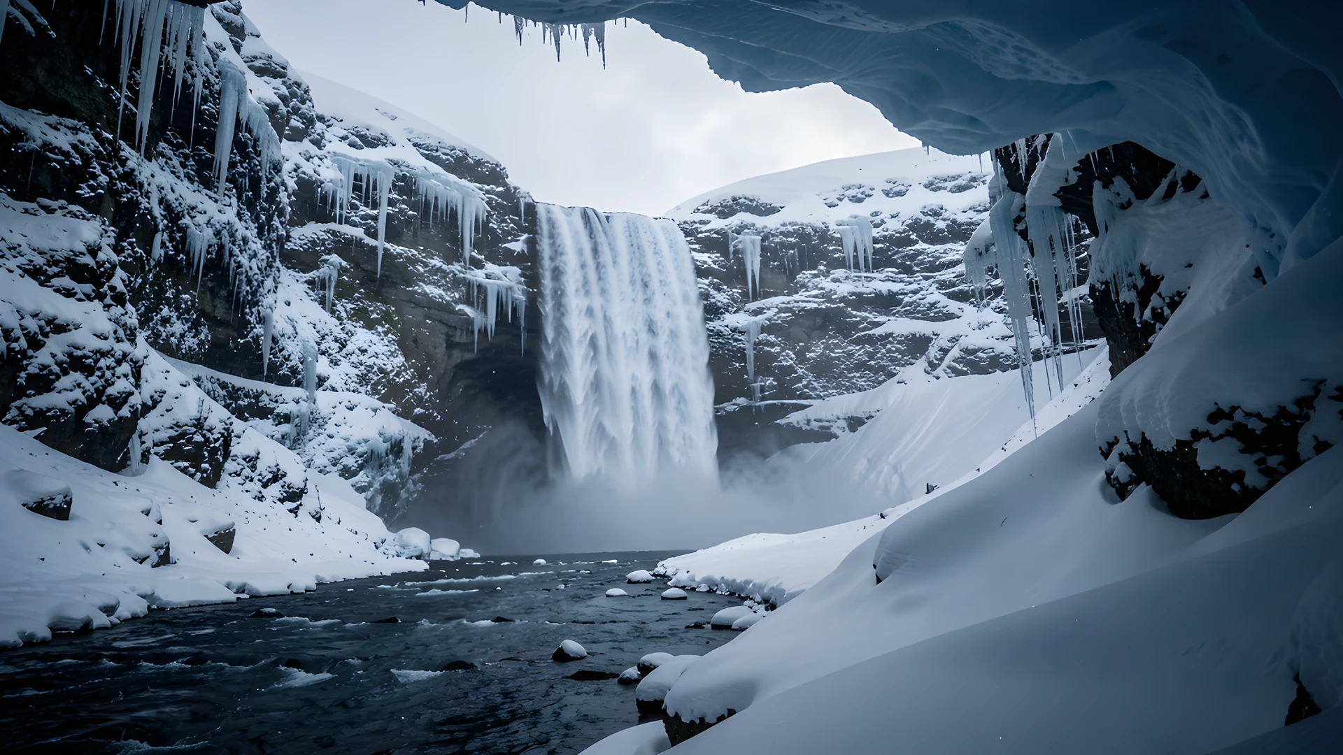Frozen Glacier Falls