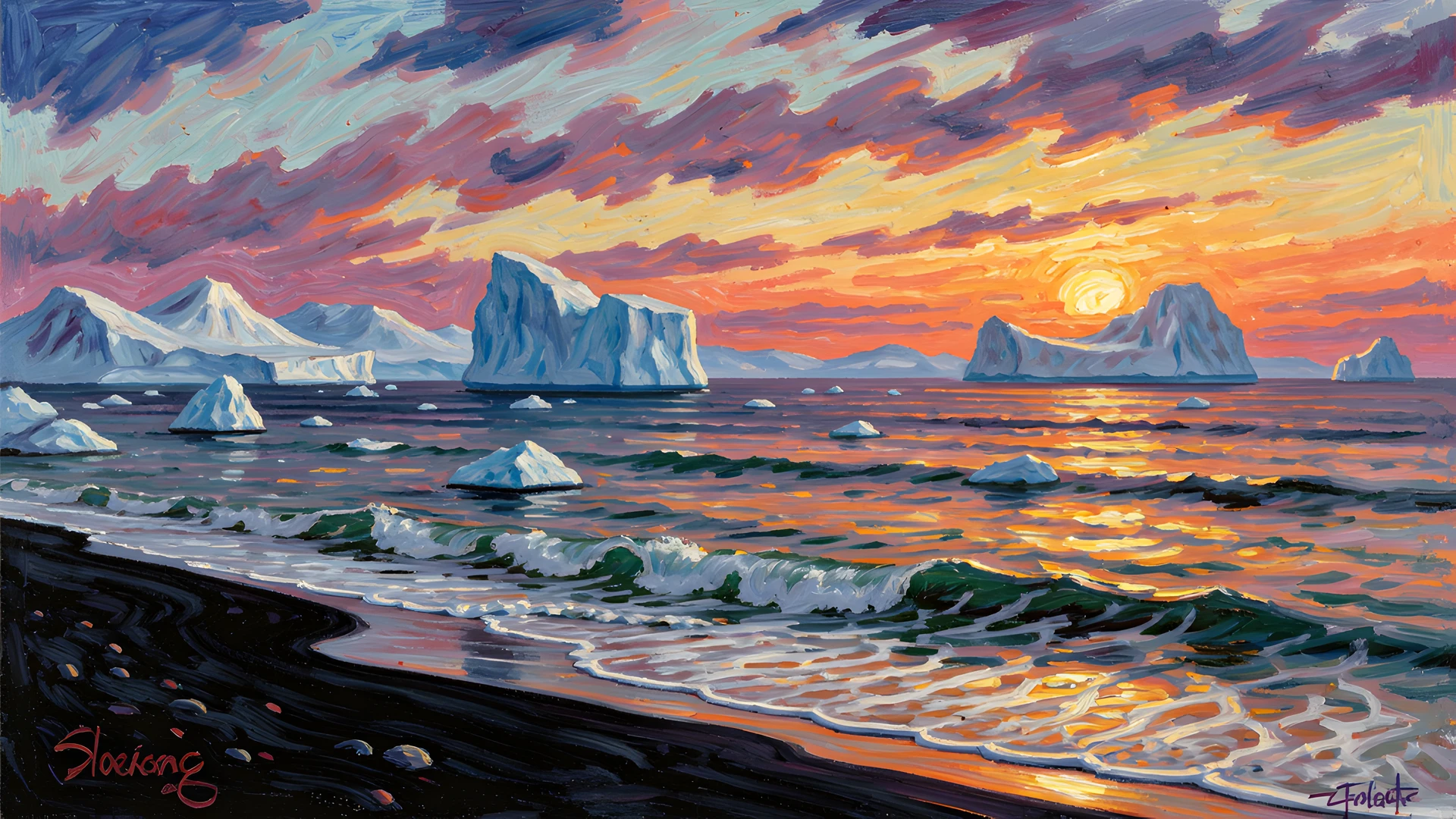 Impressionist Beach Scene