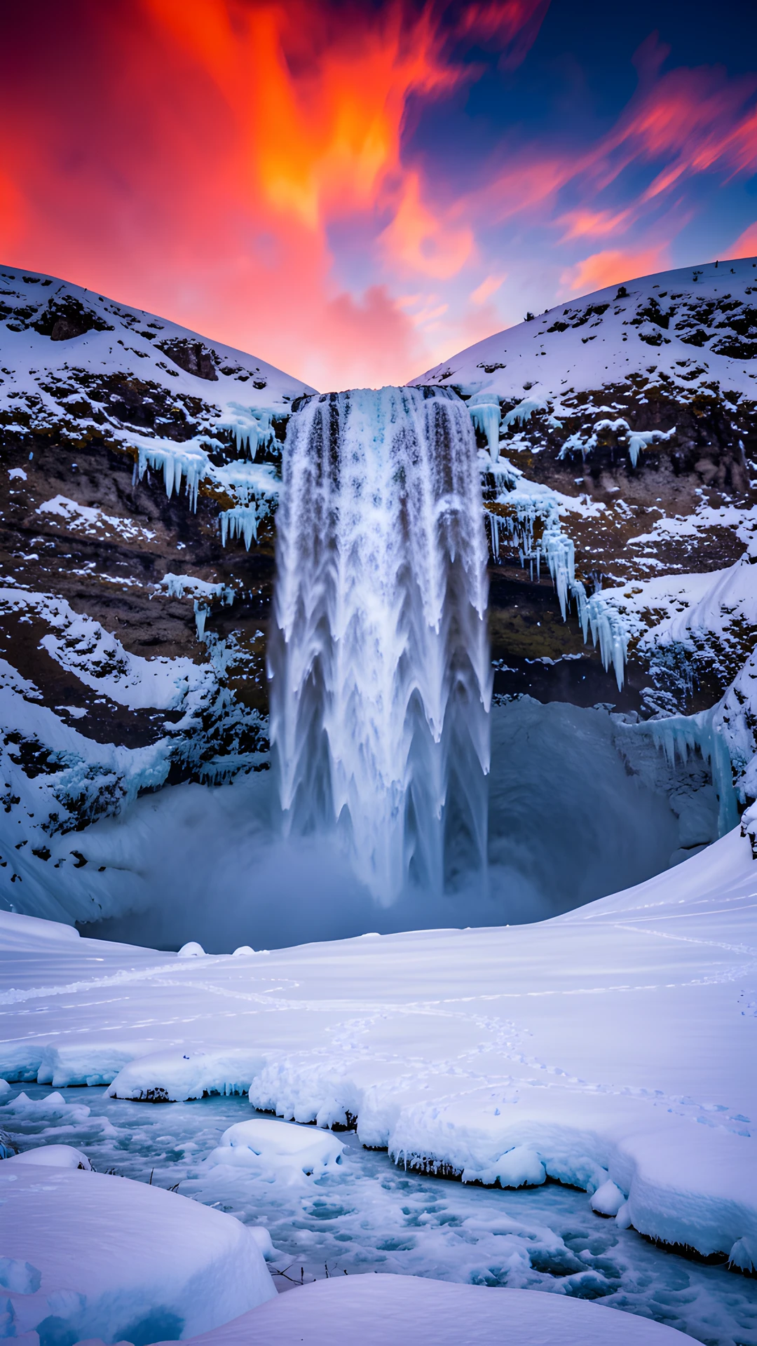 Frozen Waterfall Scene