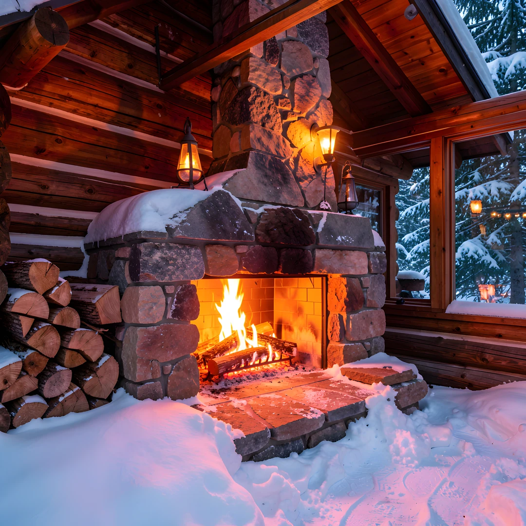 Mountain Cabin Scene