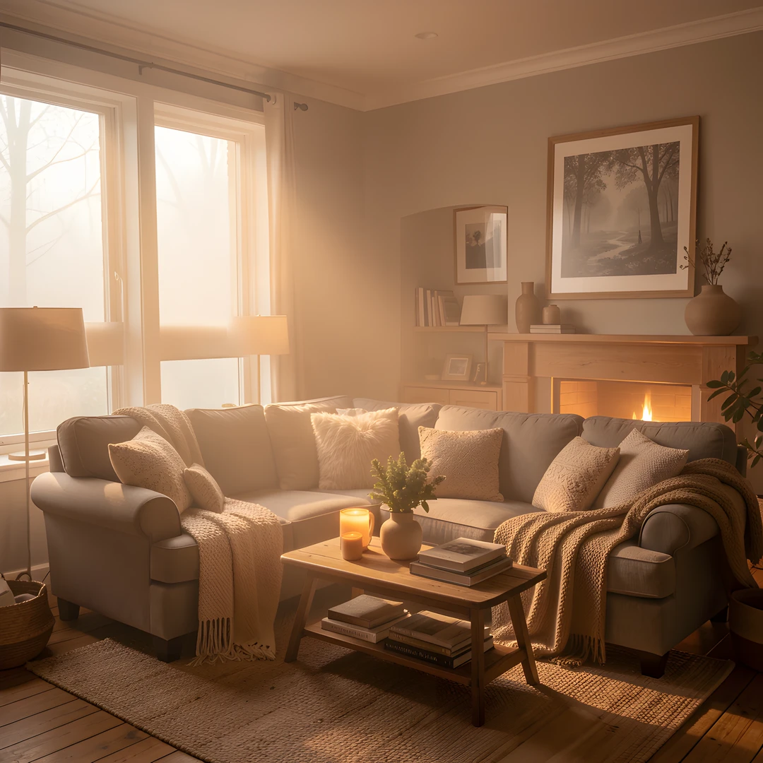 Foggy Cottage Scene
