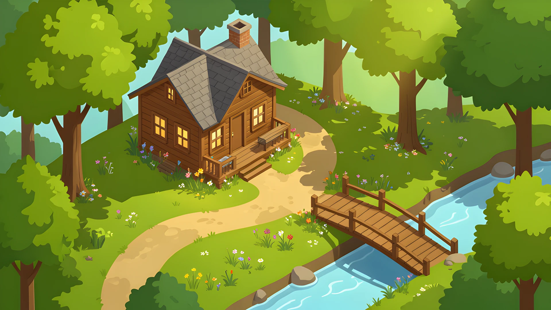 Riverbank Bench Scene