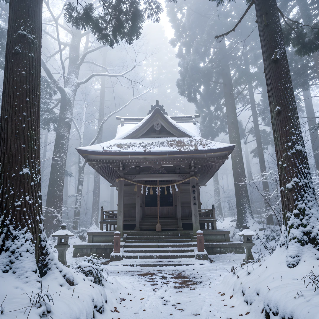 Snowy Shinto Temple