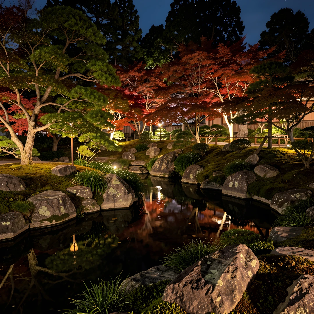 Moonlit Japanese Garden