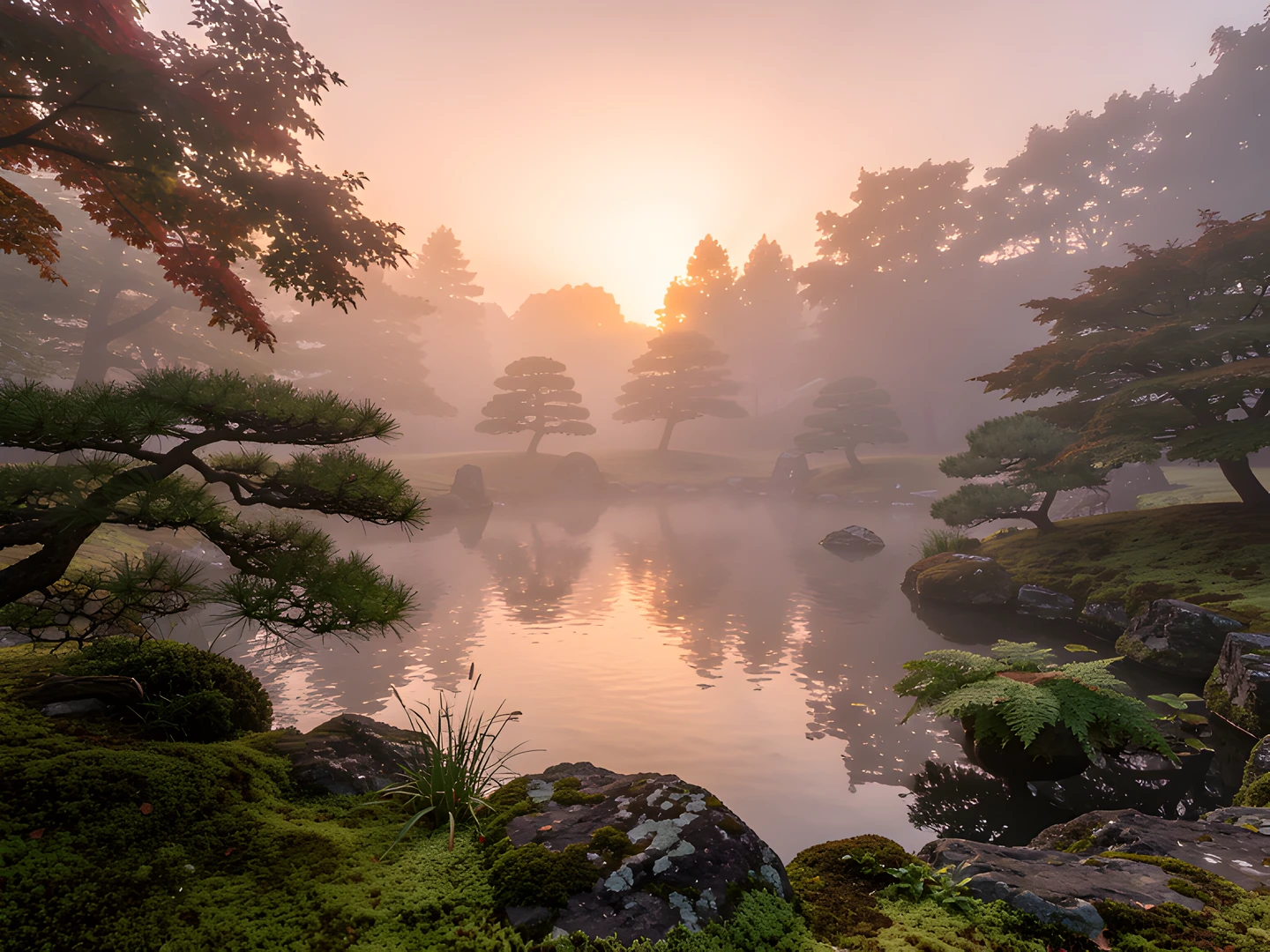 Misty Japanese Garden