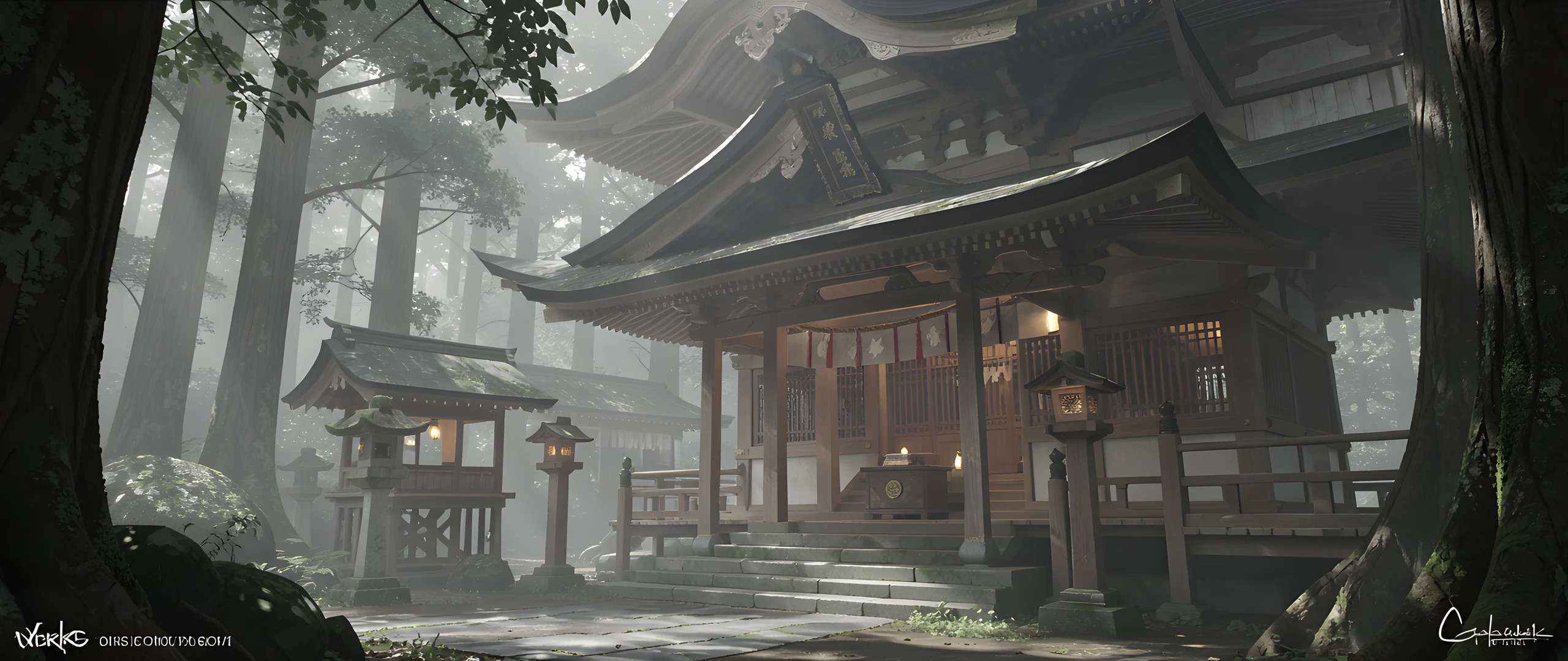 Misty Shinto Temple