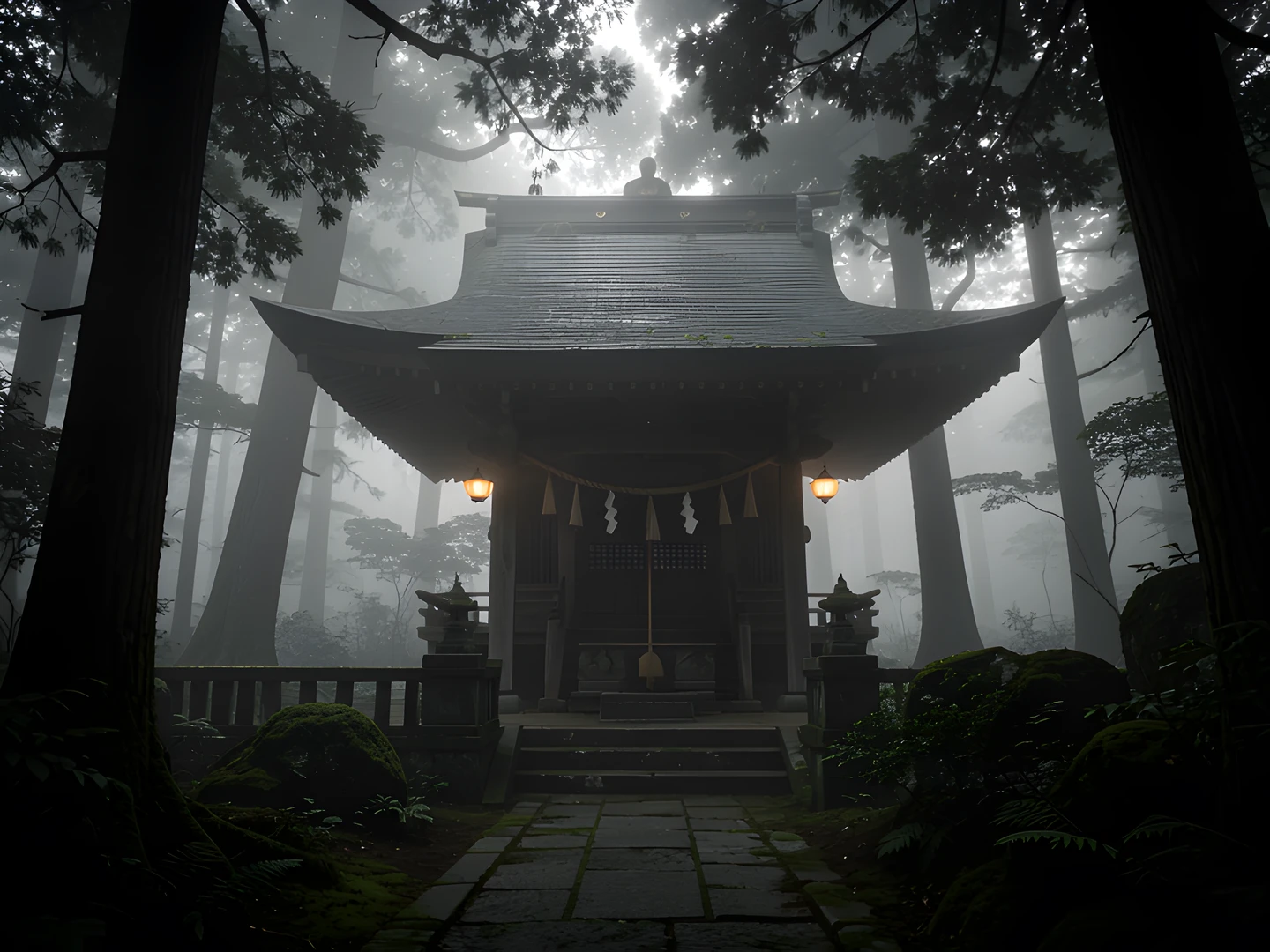 Moonlit Shinto Temple