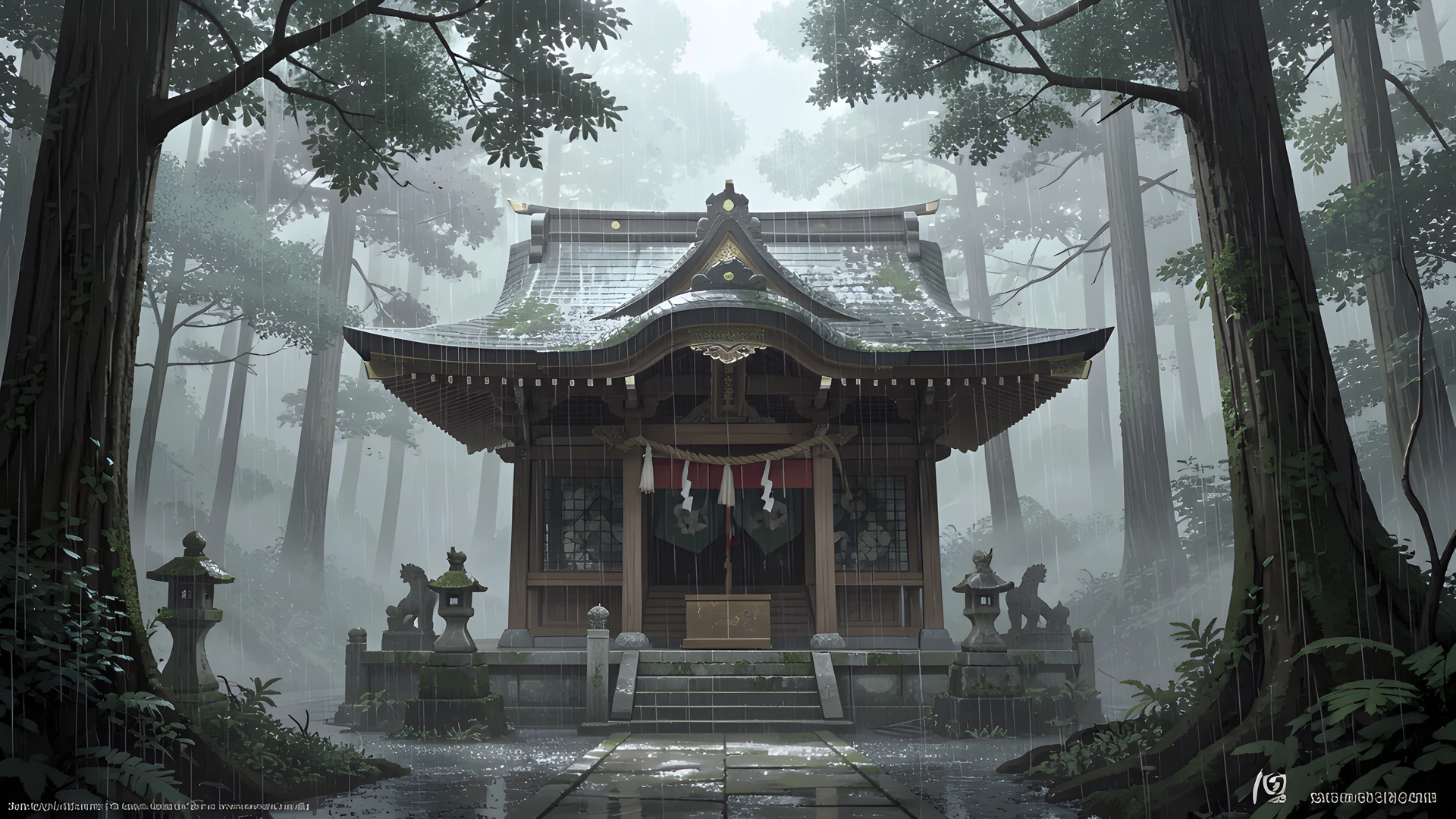 Misty Shinto Temple