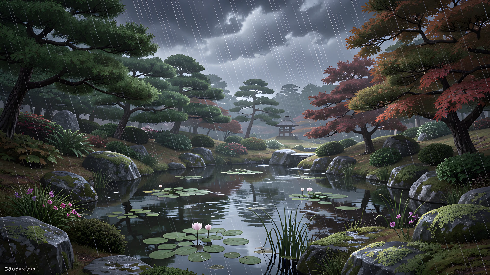 Stormy Japanese Garden