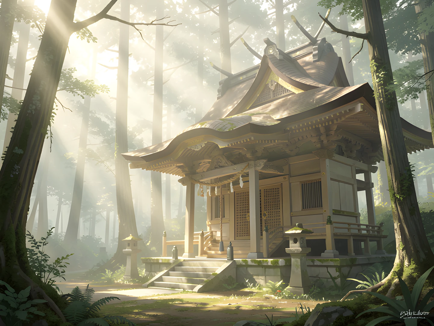 Misty Shinto Temple