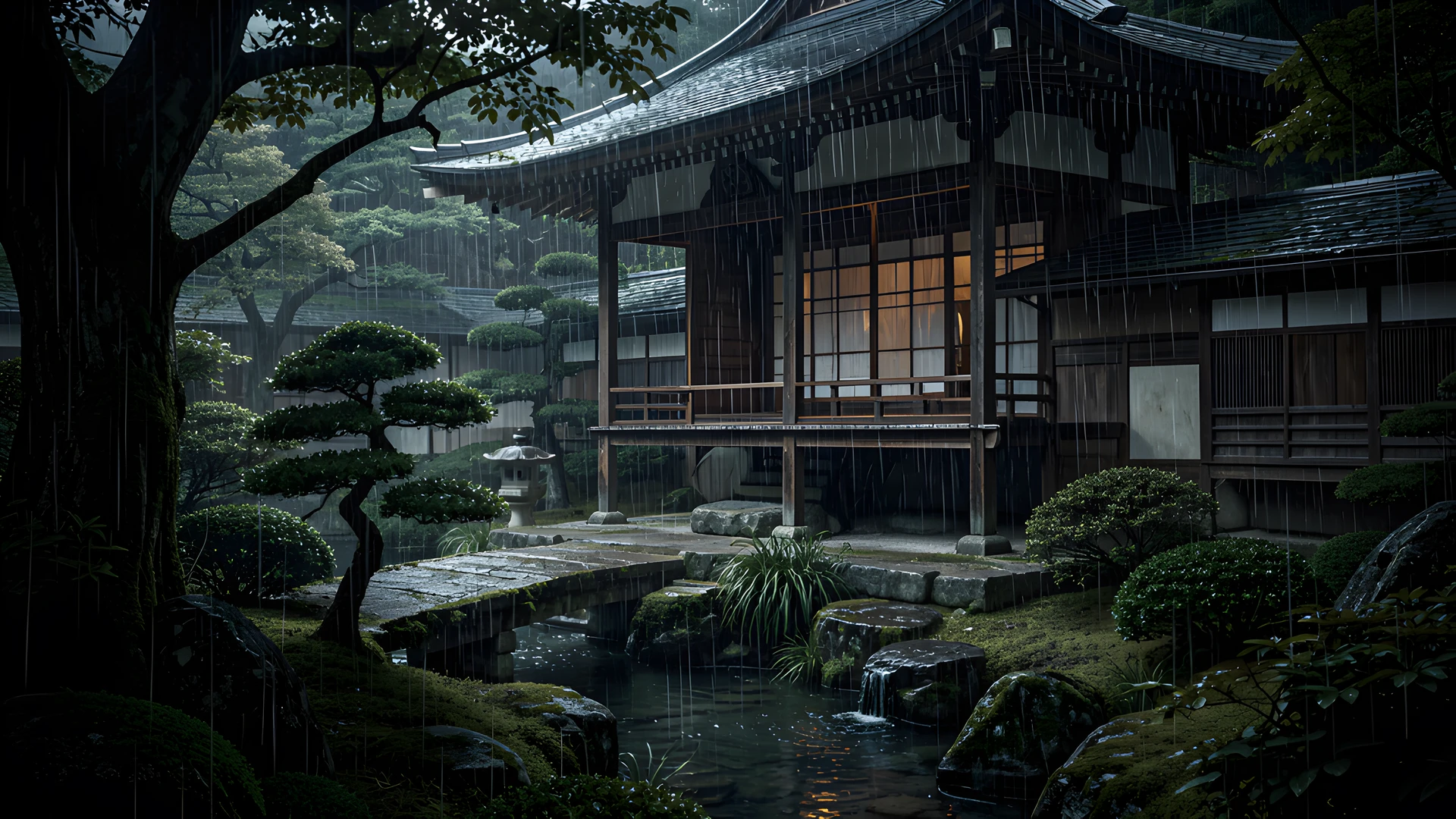 Moonlit Japanese Garden