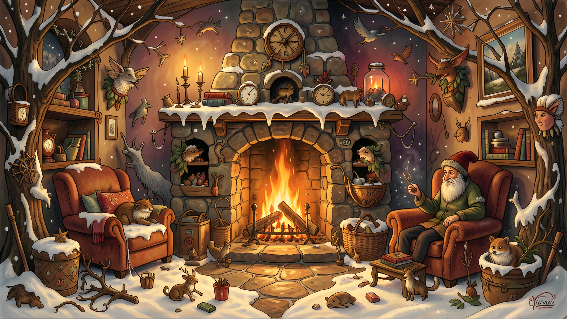 Winter Nights Scene