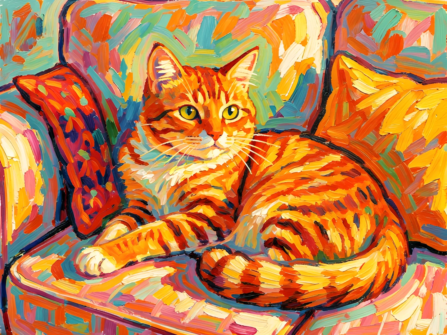 Impressionist Cat Scene