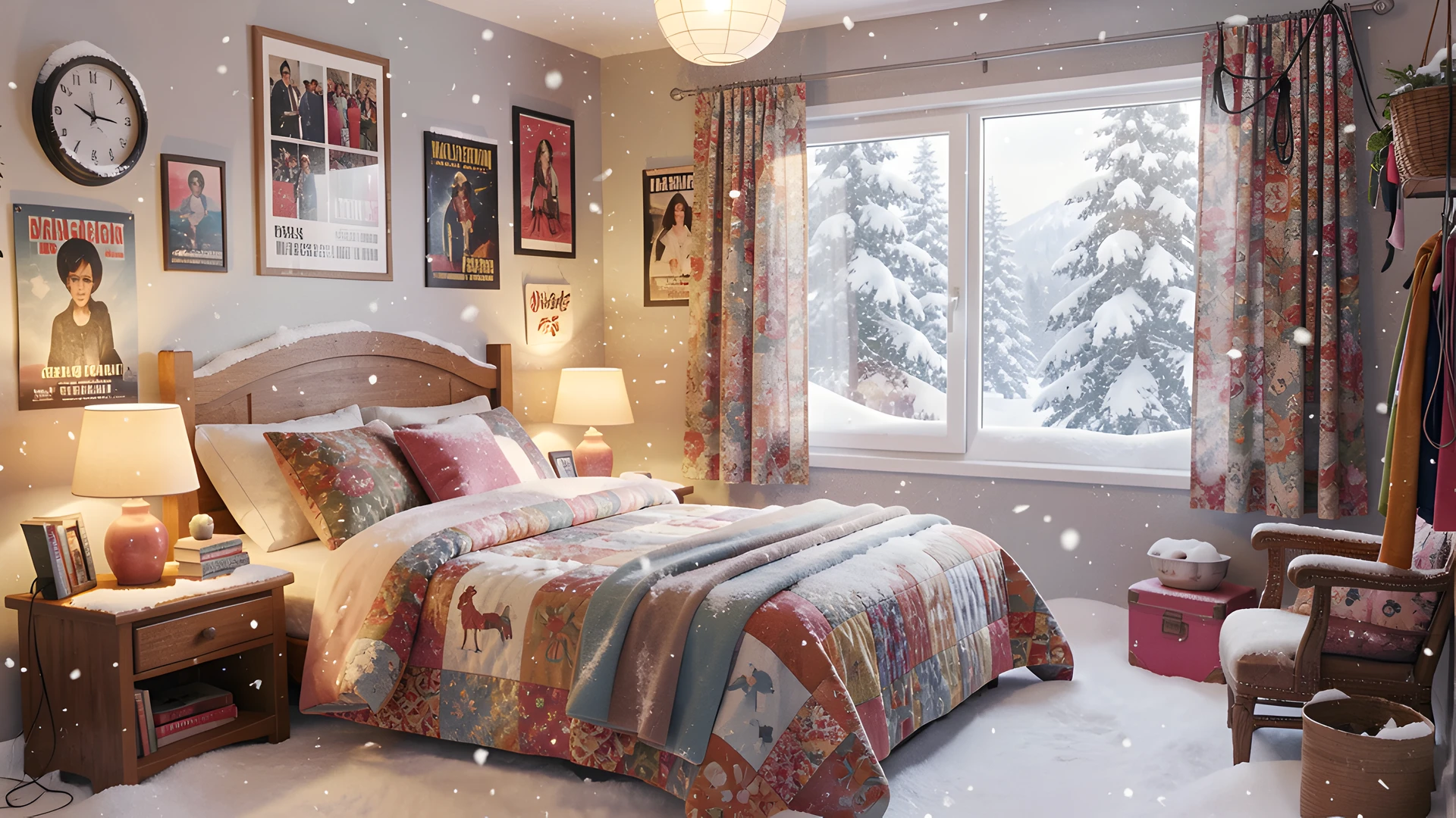 Snowy Night Scene