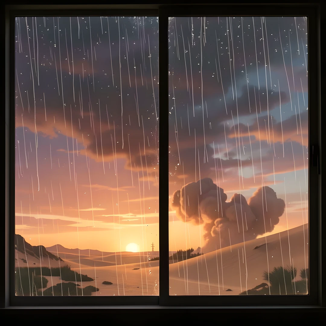 Rainy Beach Scene