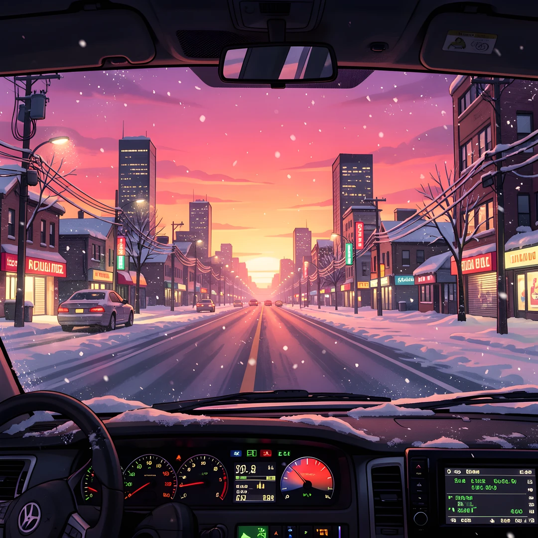 Snowy City Lights