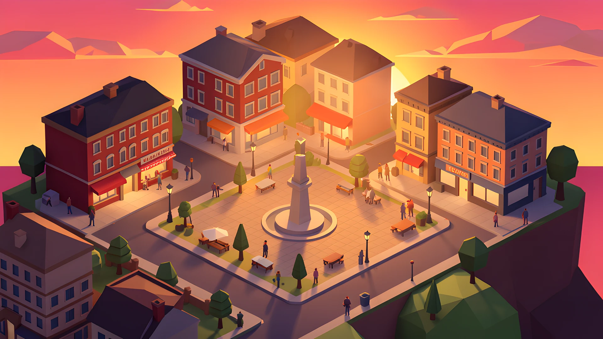 Isometric Cityscape Mountain