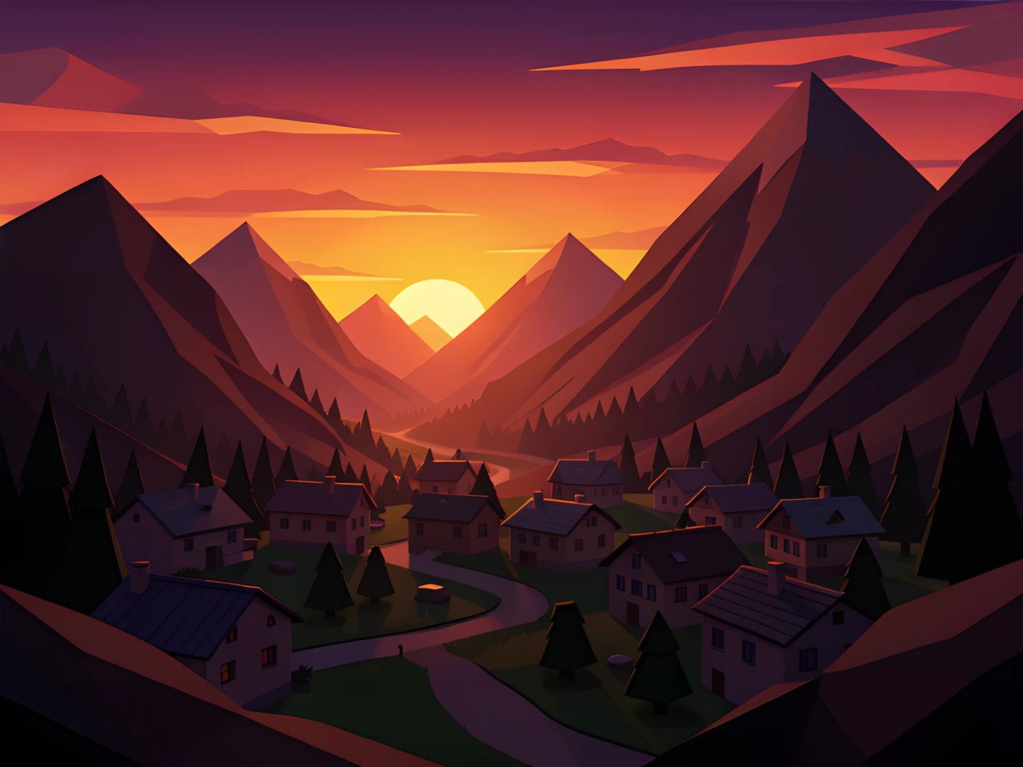 Mountain Village Dawn