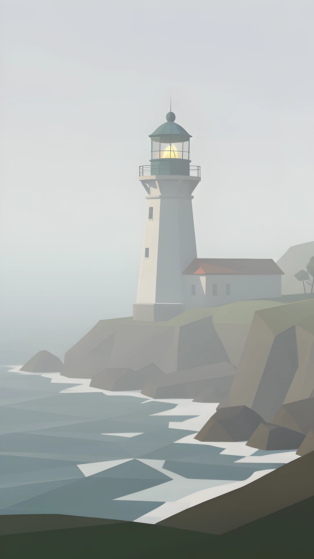 Foggy Lighthouse Scene