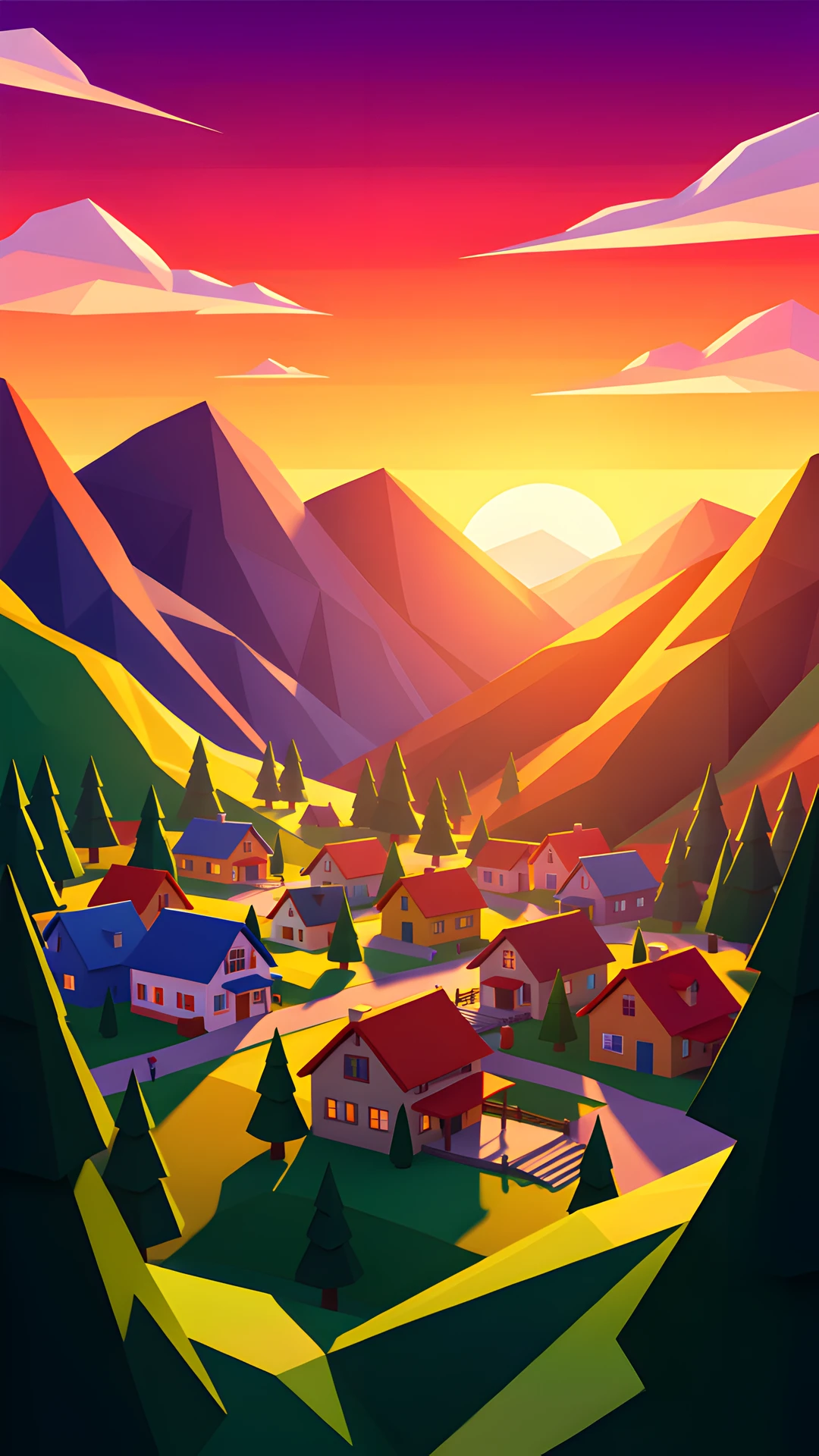 Mountain Village Scene
