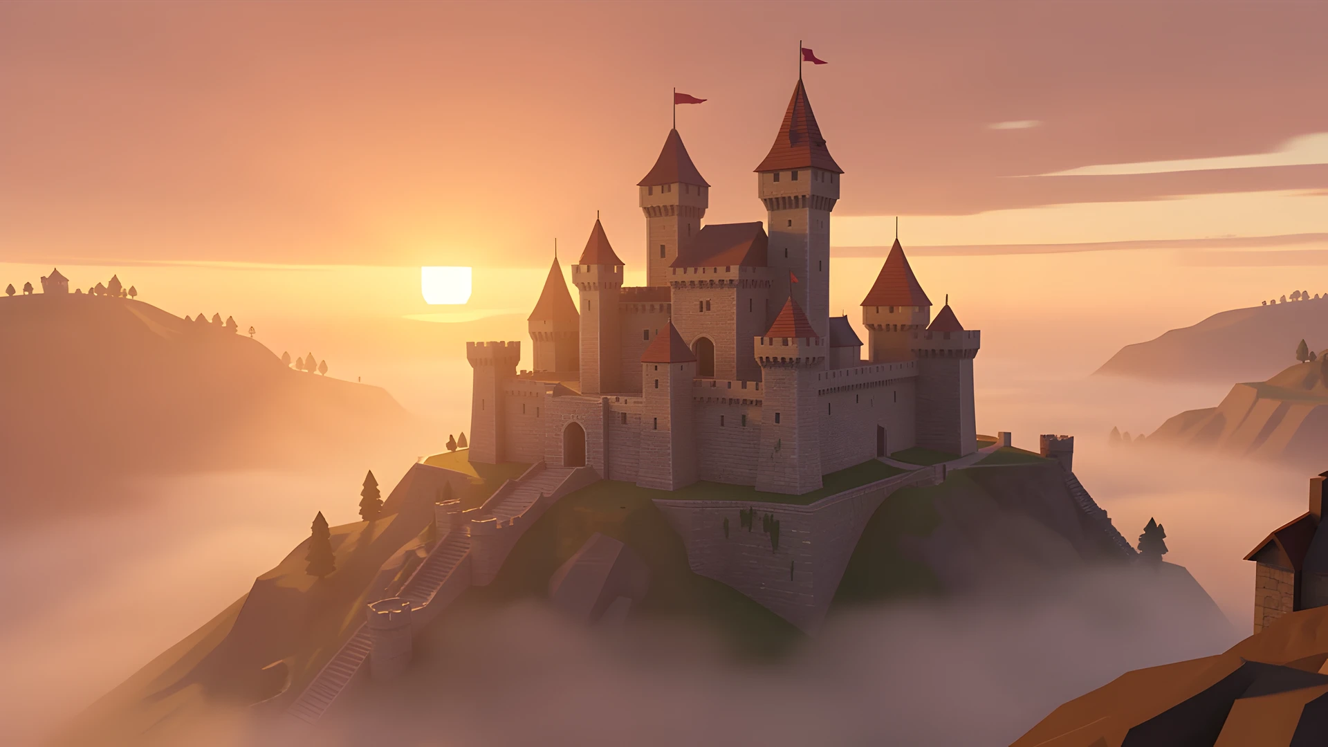 Castle Misty Sunset