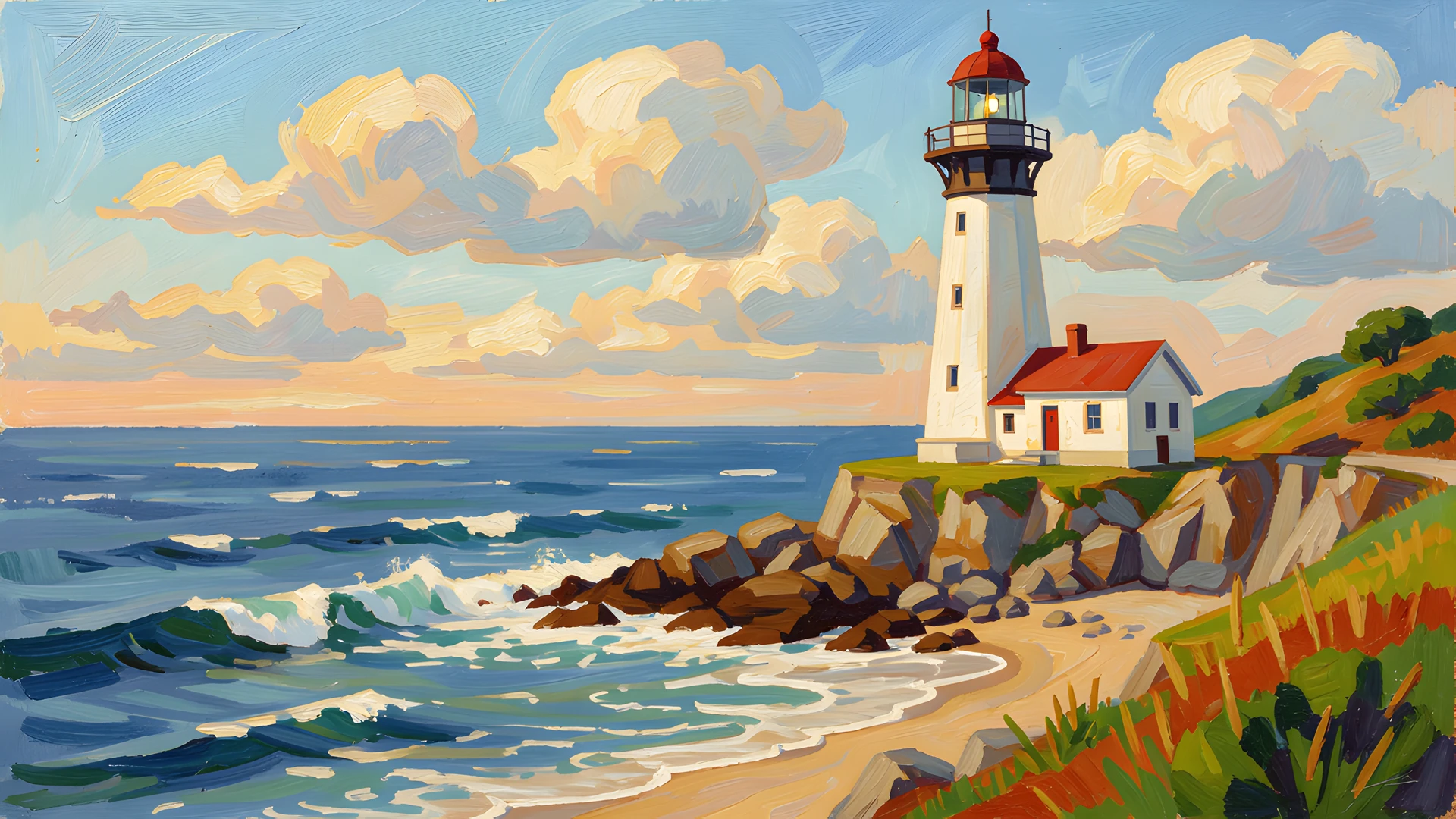 Impressionist Beach Scene
