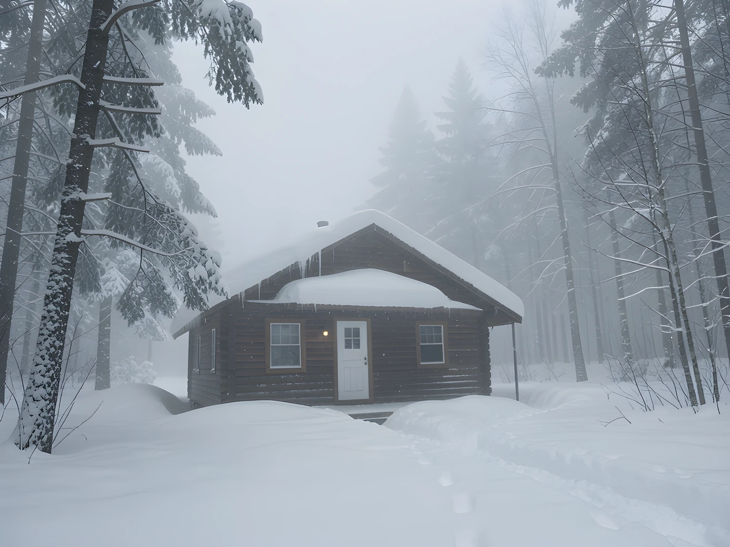 Snowy Forest Cabin