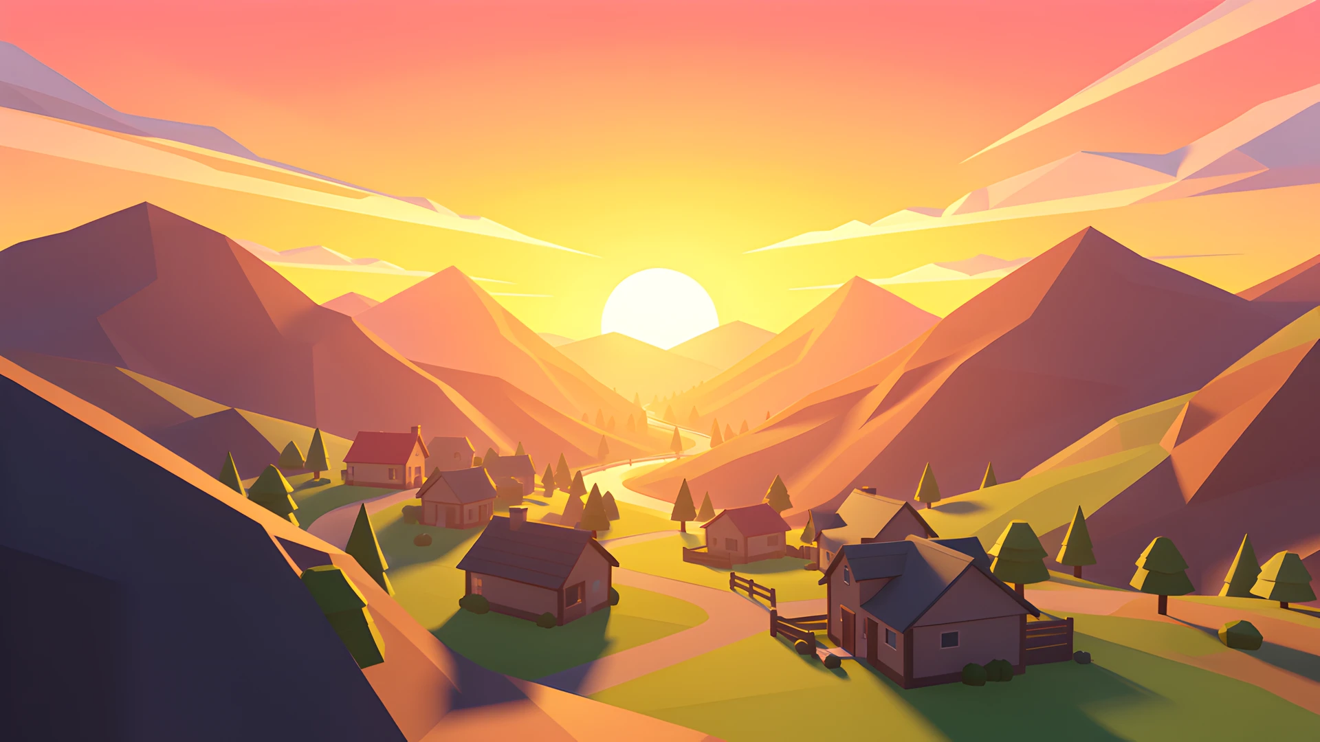 Desert Sunset Mountain